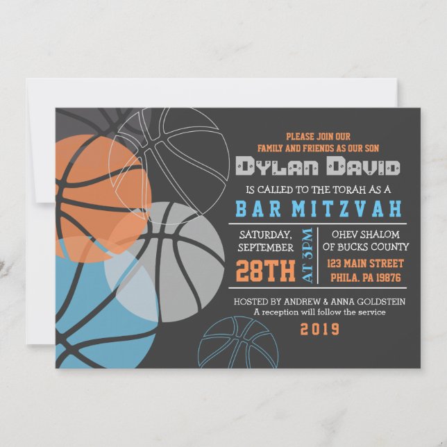 COOLA BASKETBALL Pub Bat mitzvah inbjudan till Inb (Framsida)