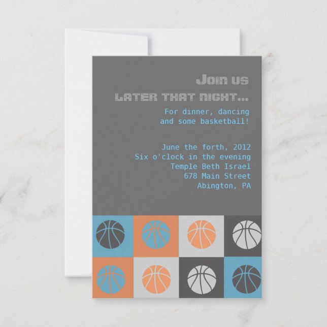 COOLA BASKETBALL Pub Bat mitzvah Party-kort Inbjudningar (Framsida)