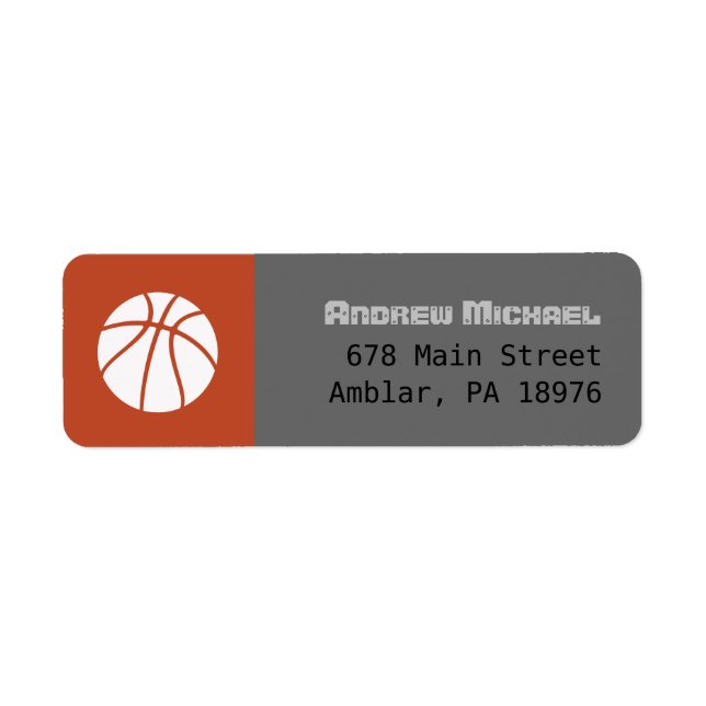 COOLA BASKETBALL Pub Mitzvah-adressetikett Returadress Etikett (Framsidan)