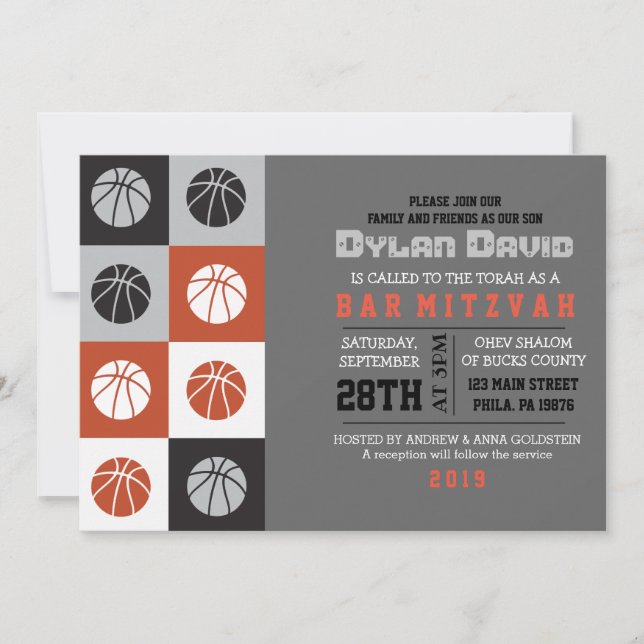 COOLA BASKETBALL Pub Mitzvah Inbjudan (Framsida)