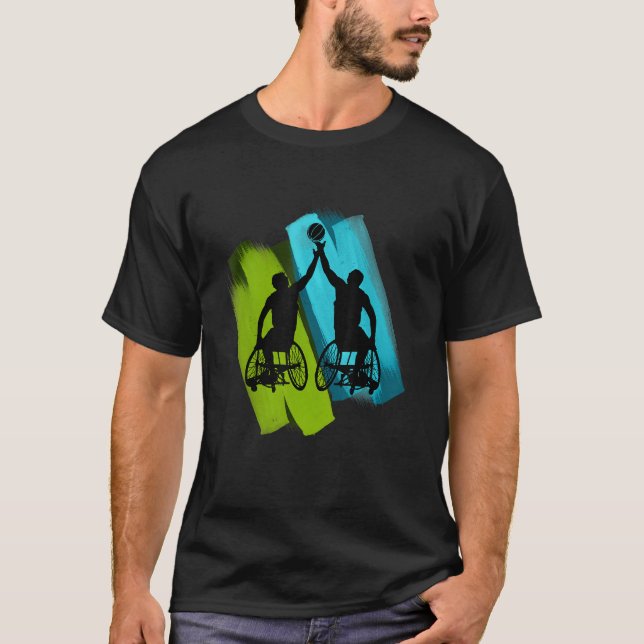 Coola Basketbollspel för rullstol T Shirt (Framsida)