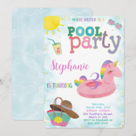 Coola Bassäng födelsedag Inbjudningar