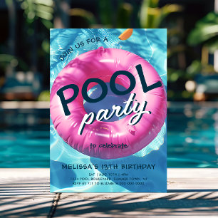 Coola Bassäng Party födelsedag Inbjudningar
