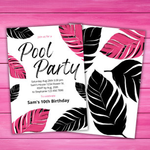 Coola Bassäng Party Rosa Simma Födelsedagsfest Inbjudningar