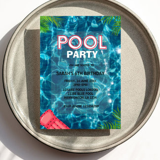 Coola Bassäng Party | Simning av födelsedagsinbjud Inbjudningar