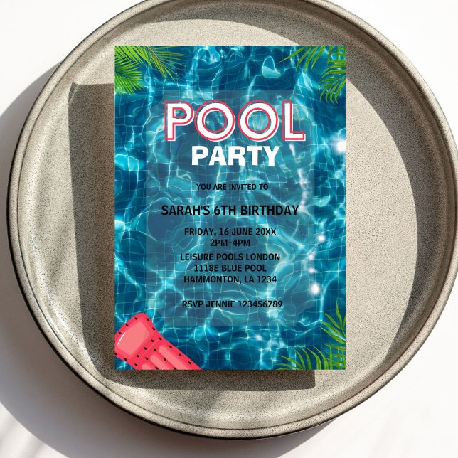 Coola Bassäng Party | Simning av födelsedagsinbjud Inbjudningar (Skapare uppladdad)