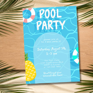 Coola Bassäng Party Sommsimming Swimming Inbjudningar