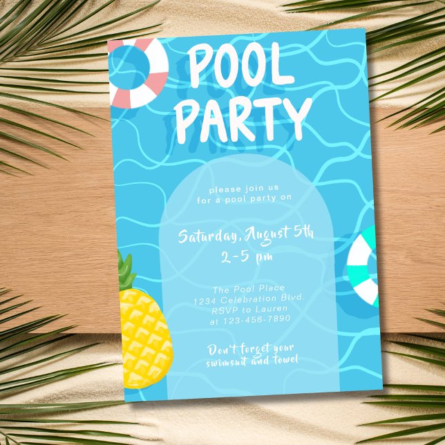 Coola Bassäng Party Sommsimming Swimming Inbjudningar (Skapare uppladdad)