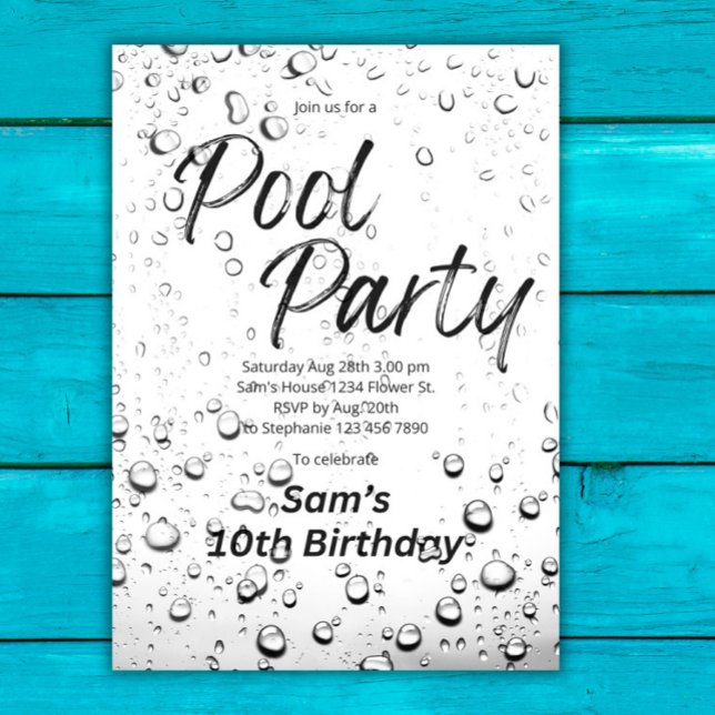 Coola Bassäng Vatten Stänk, Party, sommartid Födel Inbjudningar (Skapare uppladdad)