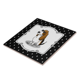 Coola Basset Hound hund och solglasögon (tri-färg Kakelplatta