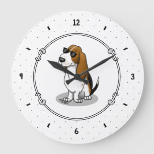 Coola Basset Hound hund och solglasögon (tri-färg Stor Klocka