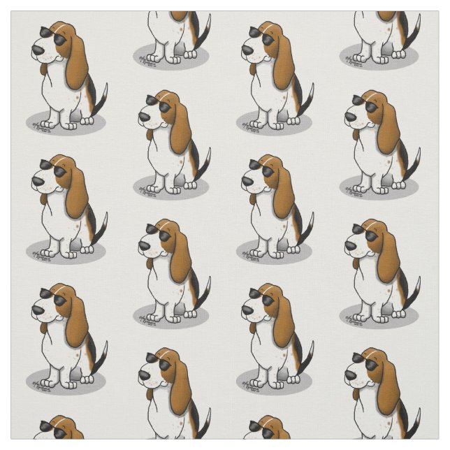 Coola Basset Hound hund och solglasögon (tri-färg  Tyg (Provkarta)