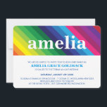 COOLA BAT MITZVAH fet, färglös regnbåge rand Inbjudningar<br><div class="desc">En djärv, ljus och färgstark design för ditt barns BAT MITZVAH INVITATIONER. Wow dina vänner och din familj med det här lilla numret;DSetup som mall är det enkelt att lägga till dina egna uppgifter, lägga till ditt foto eller slått anpassa knappen och du kan lägga till eller ändra text, typsnitt,...</div>