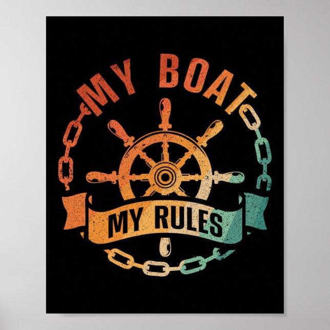 Coola båtkapten design för män och kvinnor båtkapt poster (Framsidan)