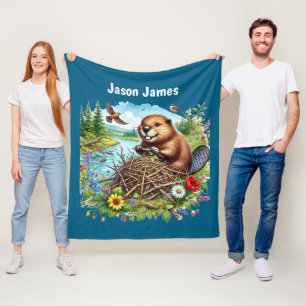 Coola, bäver add namn fleecefilt