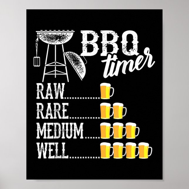 Coola Bbq Timer Raw Sällsynt Medium well Funny Bee Poster (Framsidan)