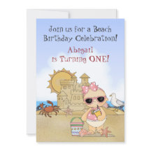 Coola Beach Baby 1:a födelsedagsinbjudan för flick
