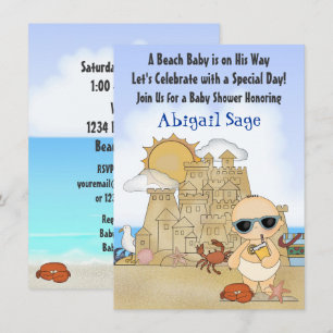Coola Beach Baby Sandcastle Boys Babykläder Inbjudningar