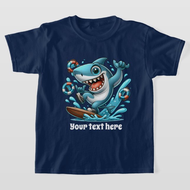 Coola Beach lägger till text unisex children shark T Shirt (Laydown)