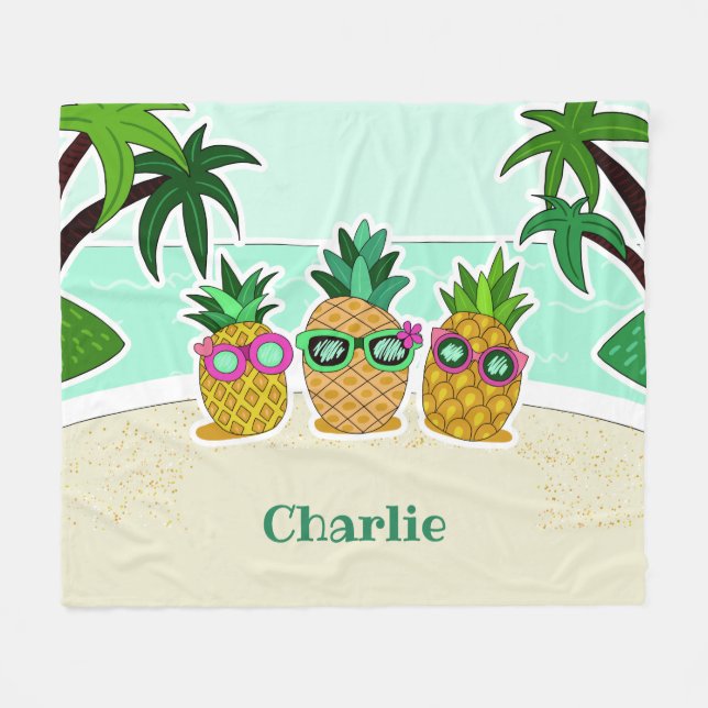Coola Beach Pineapples egna namn fleece filtar (Framsidan (Horisontell))