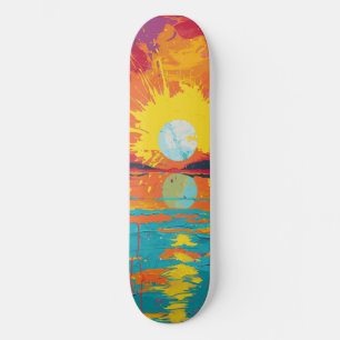 Coola Beach Sunshine Rosa and Orange Skateboard
