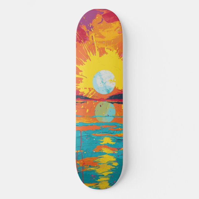 Coola Beach Sunshine Rosa and Orange Skateboard (Framsida)
