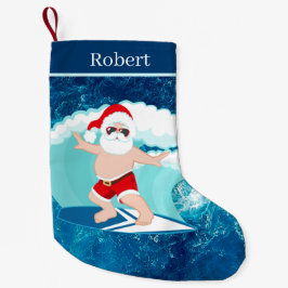 coola Beach surfing Santa Small Jul Stock Liten Julstrumpa