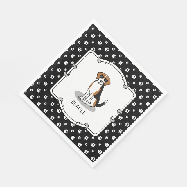 Coola Beagle med solglasögon (Tri färg 3) Lustigt Pappersservett (Hörn)
