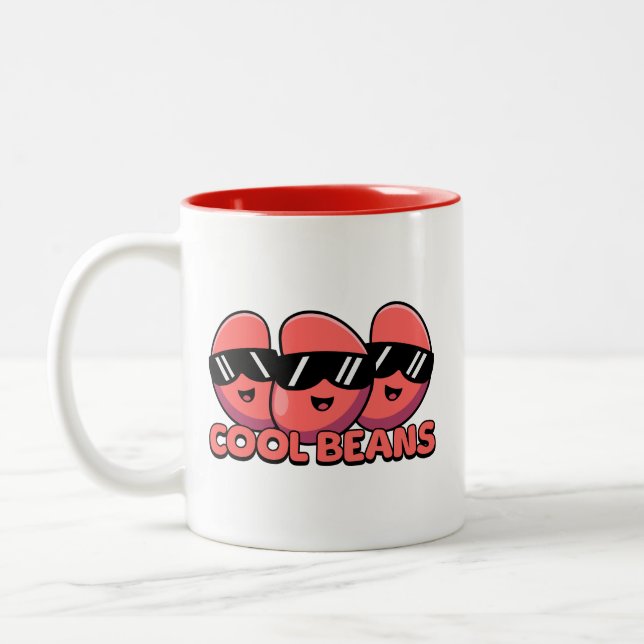 Coola Beans! Cute Kidney Bean Pun Två-Tonad Mugg (Vänster)