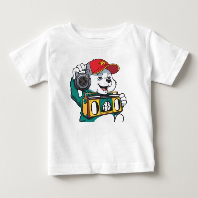 Coola Bear Boombox Kids T-Shirt (Framsida)