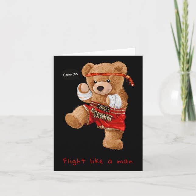 Coola Bear Man Boxing Fight Stil Illustration Grap Kort (Framsida)