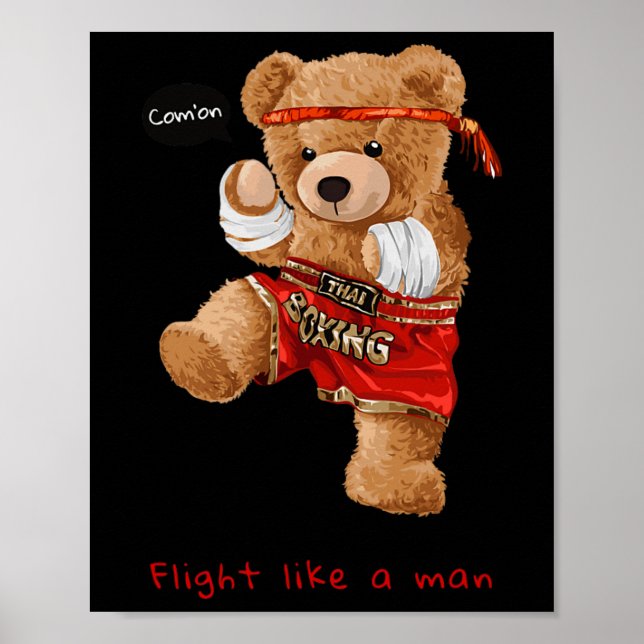 Coola Bear Man Boxing Fight Stil Illustration Grap Poster (Framsidan)