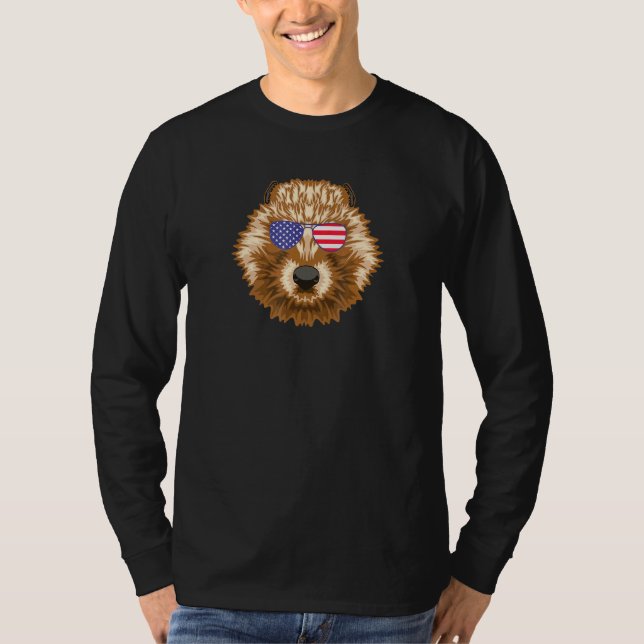 Coola Beaver Wearing USA flagga Sunglass US Amerik T Shirt (Framsida)