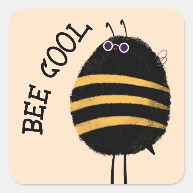 Coola Bee Fyrkantigt Klistermärke (Framsida)