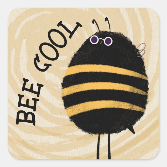 Coola Bee Fyrkantigt Klistermärke (Framsida)