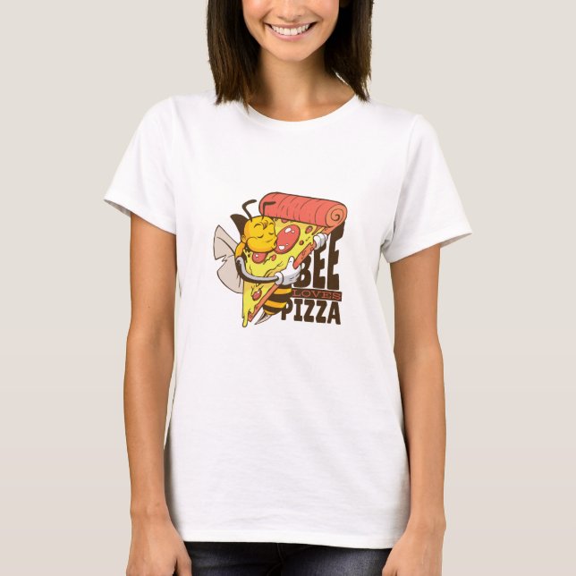 Coola Bee Kärlek Pizza Puns T Shirt (Framsida)