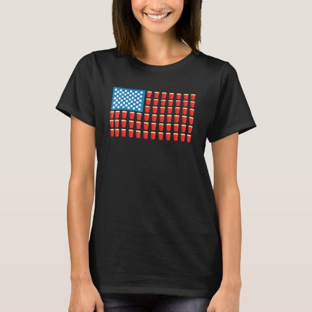 Coola Beer Pong American Flagga Beer Pong T Shirt (Framsida)