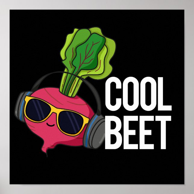Coola Beet Funny Veggie Pun Mörk BG Poster (Framsidan)