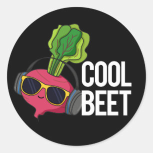 Coola Beet Funny Veggie Pun Mörk BG Runt Klistermärke