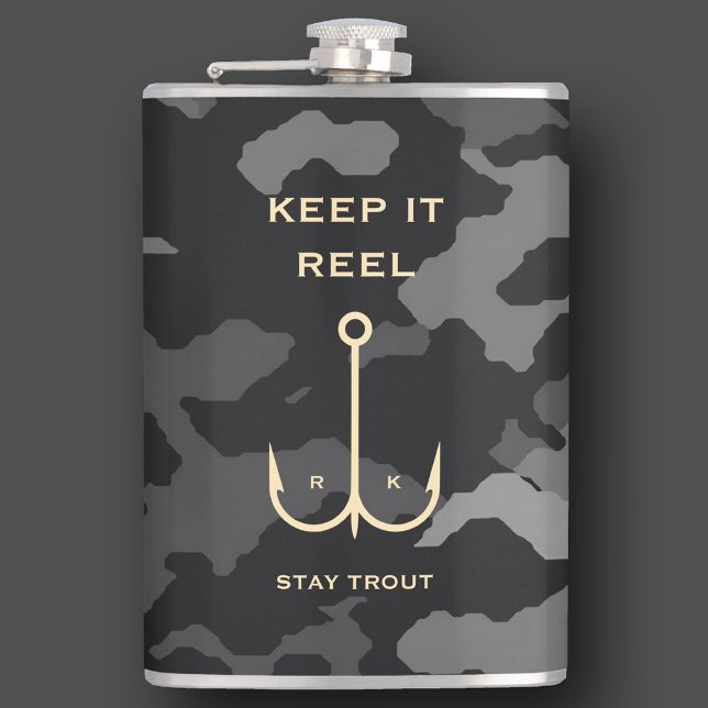 COOLA BEHÅLLA IT REEL FISHING FARS DAG CAMO FICKPLUNTA (COOL KEEP IT REEL FISHING FATHER'S DAY CAMO FLASK
)