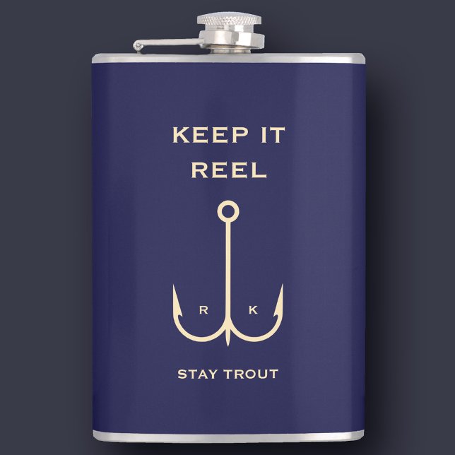 COOLA BEHÅLLA IT REEL FISHING FARS DAG NAVY BLUE FICKPLUNTA (COOL KEEP IT REEL FISHING FATHER'S DAY NAVY BLUE FLASK
)