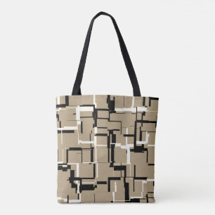 COOLA Beige Black White Mönster Tygkasse