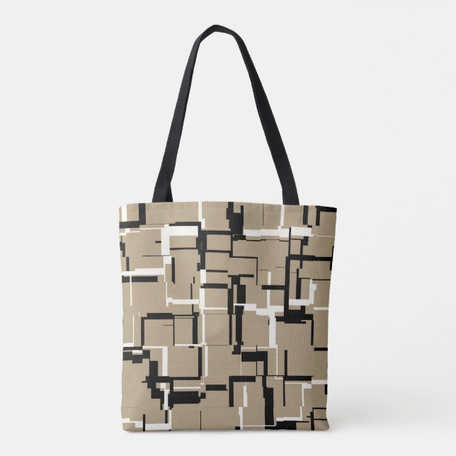 COOLA Beige Black White Mönster Tygkasse (Baksida)