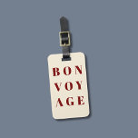 Coola Beige Deep Red Bold Bon Voyage Bagagebricka<br><div class="desc">Enkel utformning av bagagetaggen med anpassade med lätt pastellbakgrund,  djupt rött fet typsnitt. Perfektens presentidé.</div>