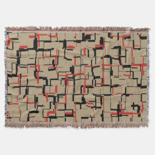 COOLA Beige Red Black Unique Mönster Filt