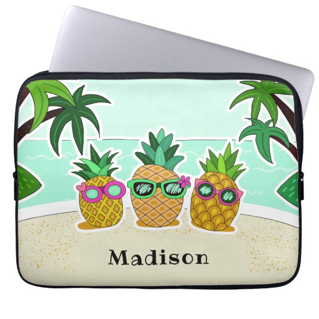 Coola Benanas Pineapples eget namn laptop sleeve (Framsidan)