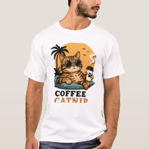 Coola Bengal Kattkaffe och Kattmat Retro Solnedgån T Shirt