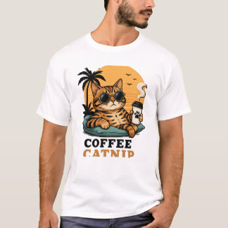 Coola Bengal Kattkaffe och Kattmat Retro Solnedgån T Shirt
