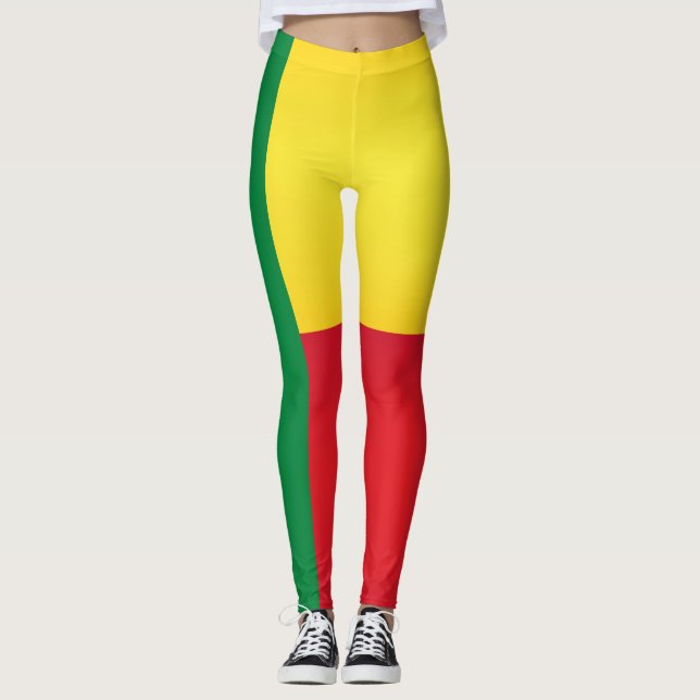 Coola Benin Flagga Mode Leggings (Framsida)