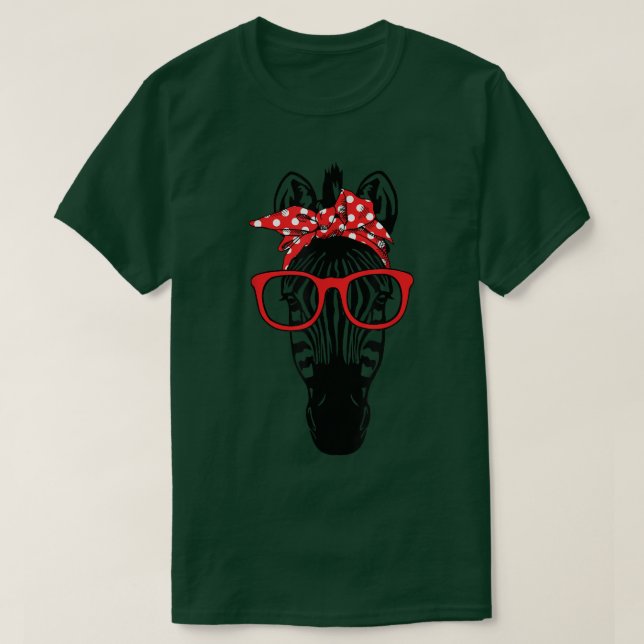 Coola Bergssebra med Bandana Headband och Glas T Shirt (Design framsida)